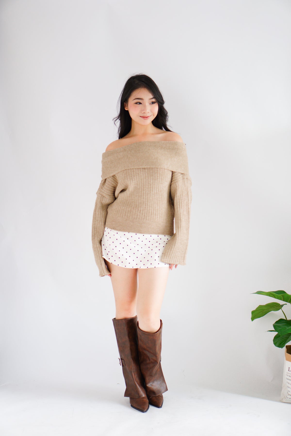Balni Polkadot Mini Skirt in White