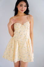 Sophissa Floral Bustier Mini Dress in Yellow