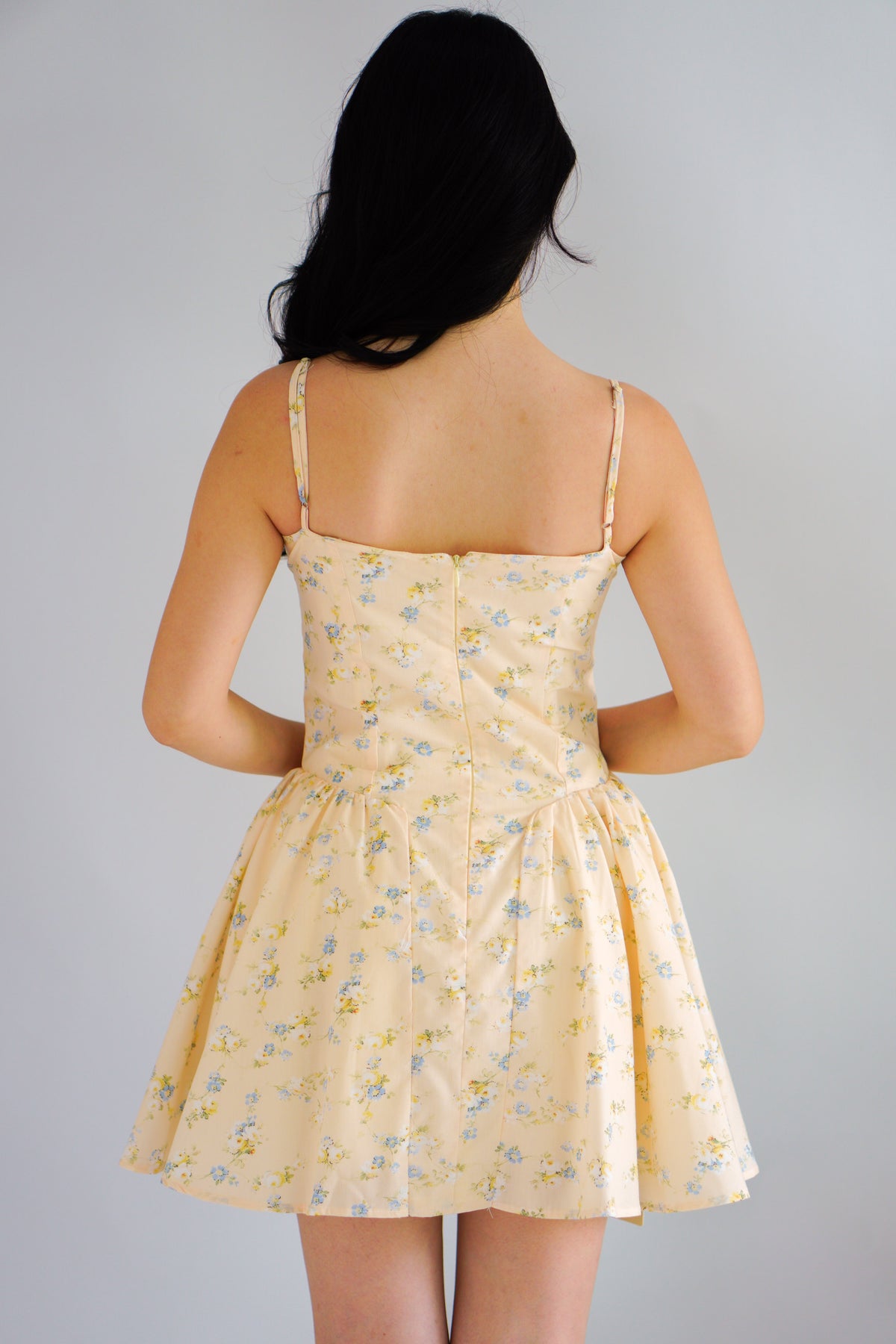Sophissa Floral Bustier Mini Dress in Yellow