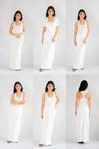 Astrid Halter Neck Bodycon Maxi Dress with Self Tied Scarf in White