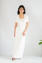Astrid Halter Neck Bodycon Maxi Dress with Self Tied Scarf in White