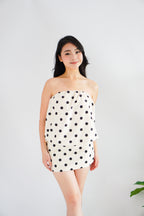 Michelle Polkadot Tube Mini Dress in White