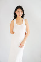 Astrid Halter Neck Bodycon Maxi Dress with Self Tied Scarf in White