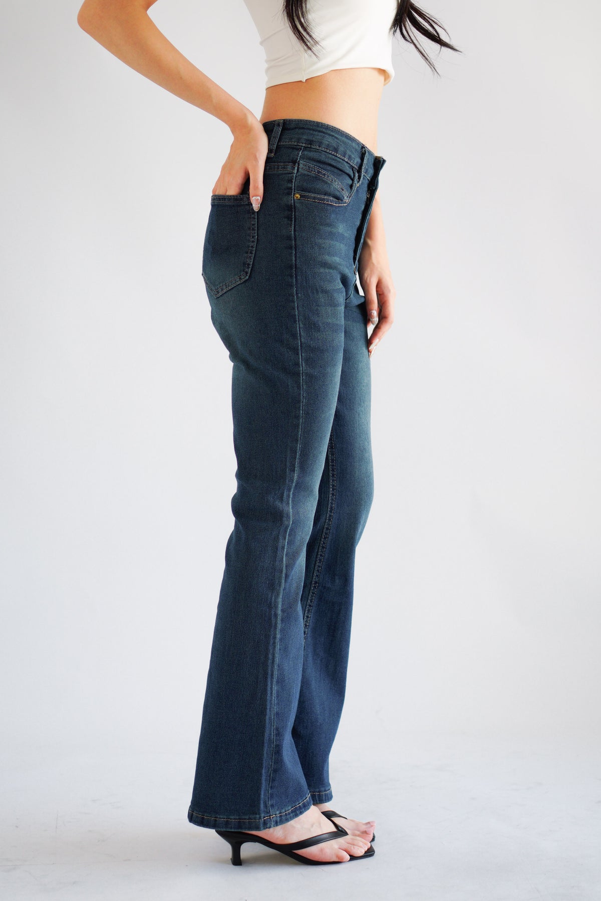 Mika Bell Bottom Jeans in Dark Blue