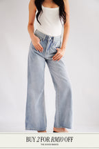Kai Wide Legged High Waisted Jeans in Light Blue
