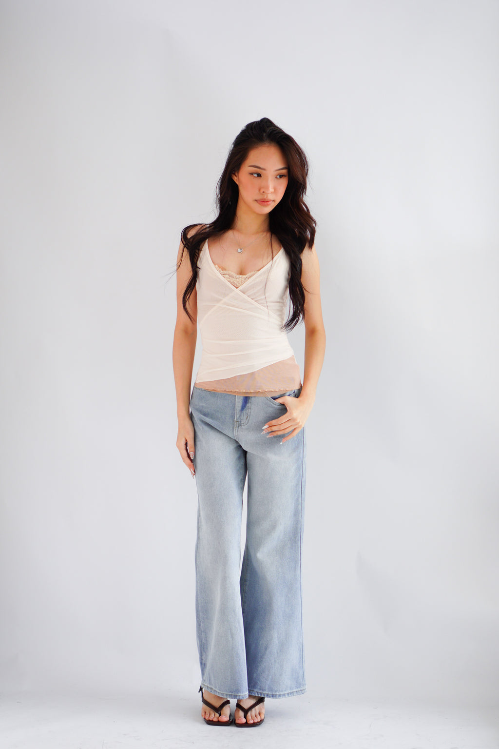 Kai Wide Legged High Waisted Jeans in Light Blue