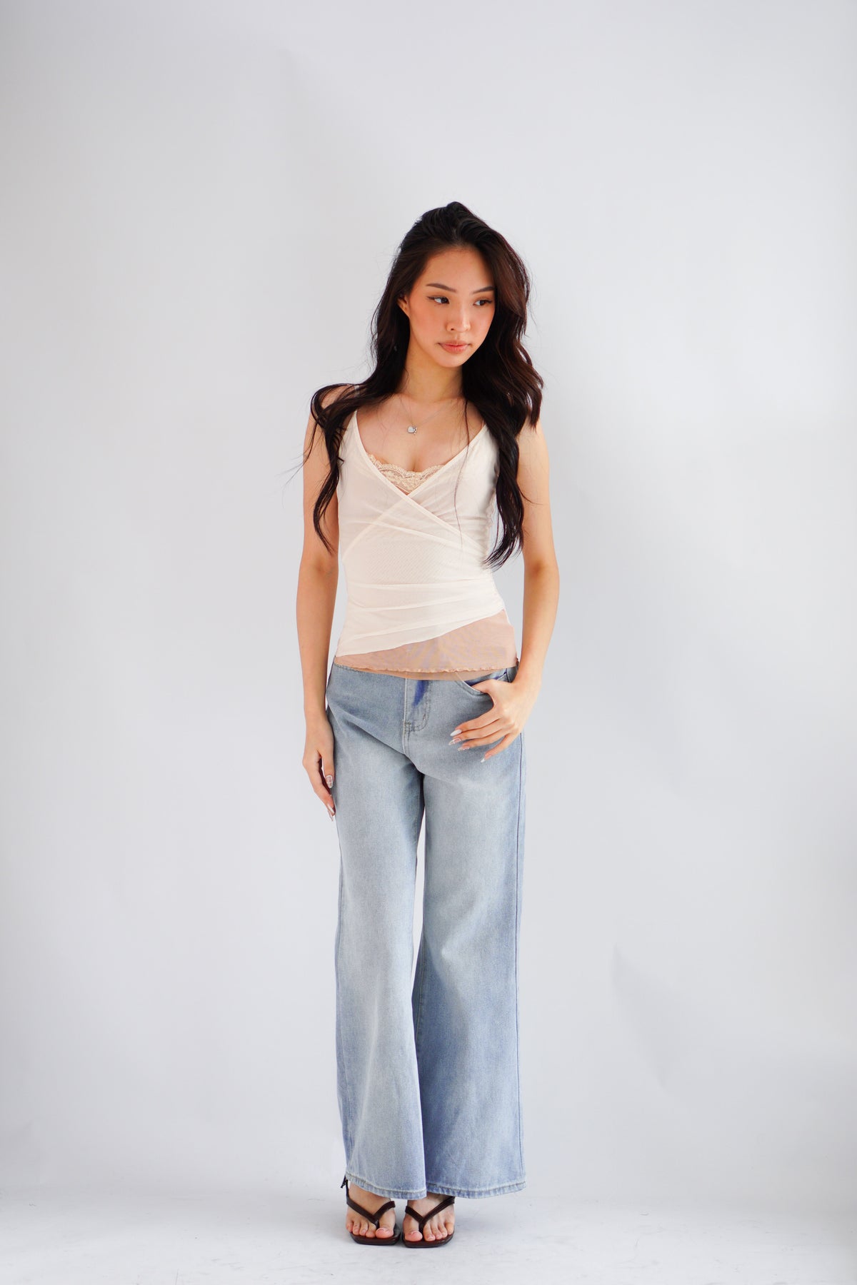 Kai Wide Legged High Waisted Jeans in Light Blue