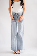 Kai Wide Legged High Waisted Jeans in Light Blue