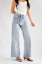 Kai Wide Legged High Waisted Jeans in Light Blue