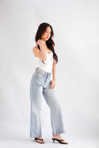 Kai Wide Legged High Waisted Jeans in Light Blue