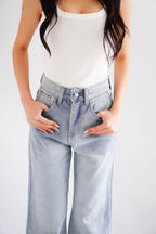 Kai Wide Legged High Waisted Jeans in Light Blue