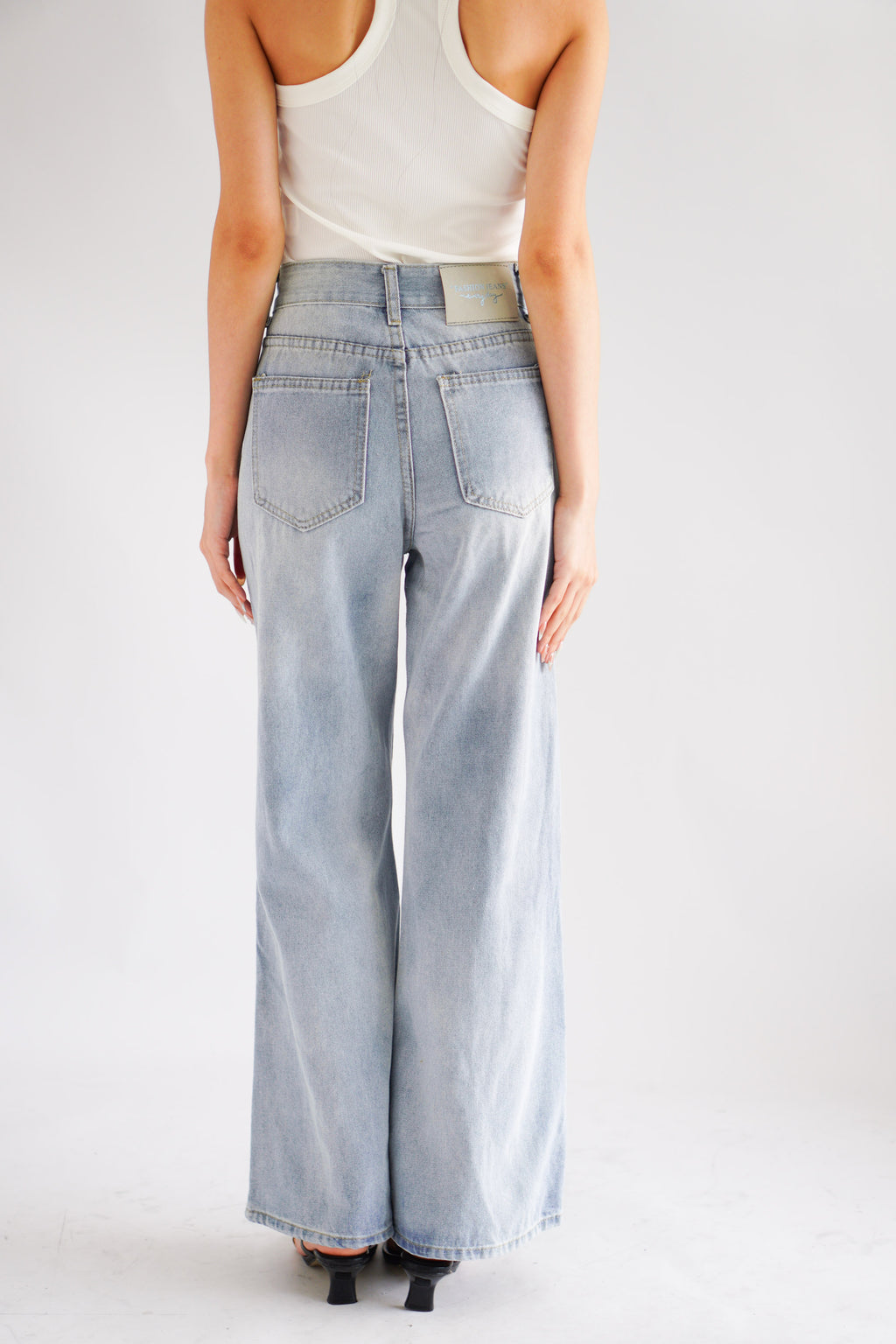 Kai Wide Legged High Waisted Jeans in Light Blue