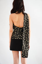 Ivette Polkadot Choker Ruched Toga Top in Green
