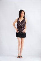 Monique Polkadot Cowl Neck Top in Brown and Blue
