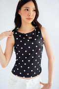Kolene Polkadot Boat Neck Top in Black