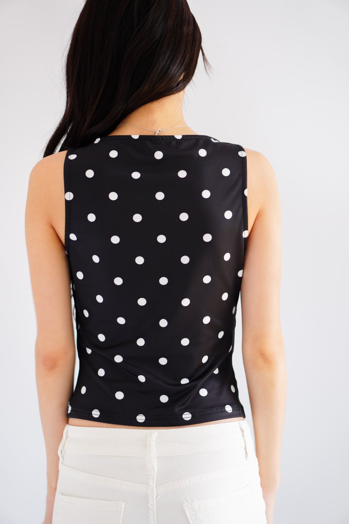 Kolene Polkadot Boat Neck Top in Black