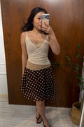 Cam Faux 2 Layer Mesh Lace Camisole Top in Nude