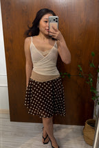 Cam Faux 2 Layer Mesh Lace Camisole Top in Nude