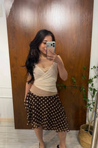 Cam Faux 2 Layer Mesh Lace Camisole Top in Nude