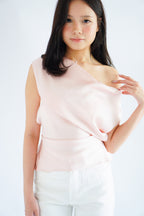 Dreameria Cowl Neck Satin Top in Pink