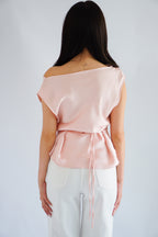 Dreameria Cowl Neck Satin Top in Pink