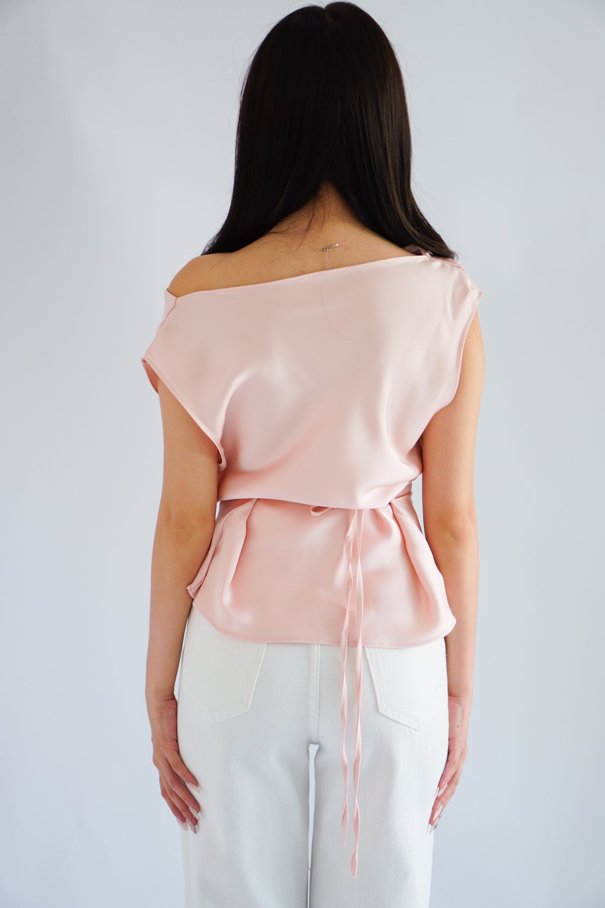 Dreameria Cowl Neck Satin Top in Pink