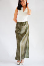 Nerami Polkadot Satin Skirt in Green