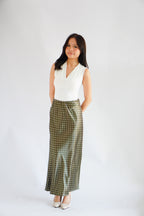 Nerami Polkadot Satin Skirt in Green