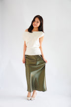 Nerami Polkadot Satin Skirt in Green
