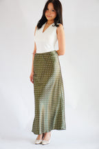 Nerami Polkadot Satin Skirt in Green