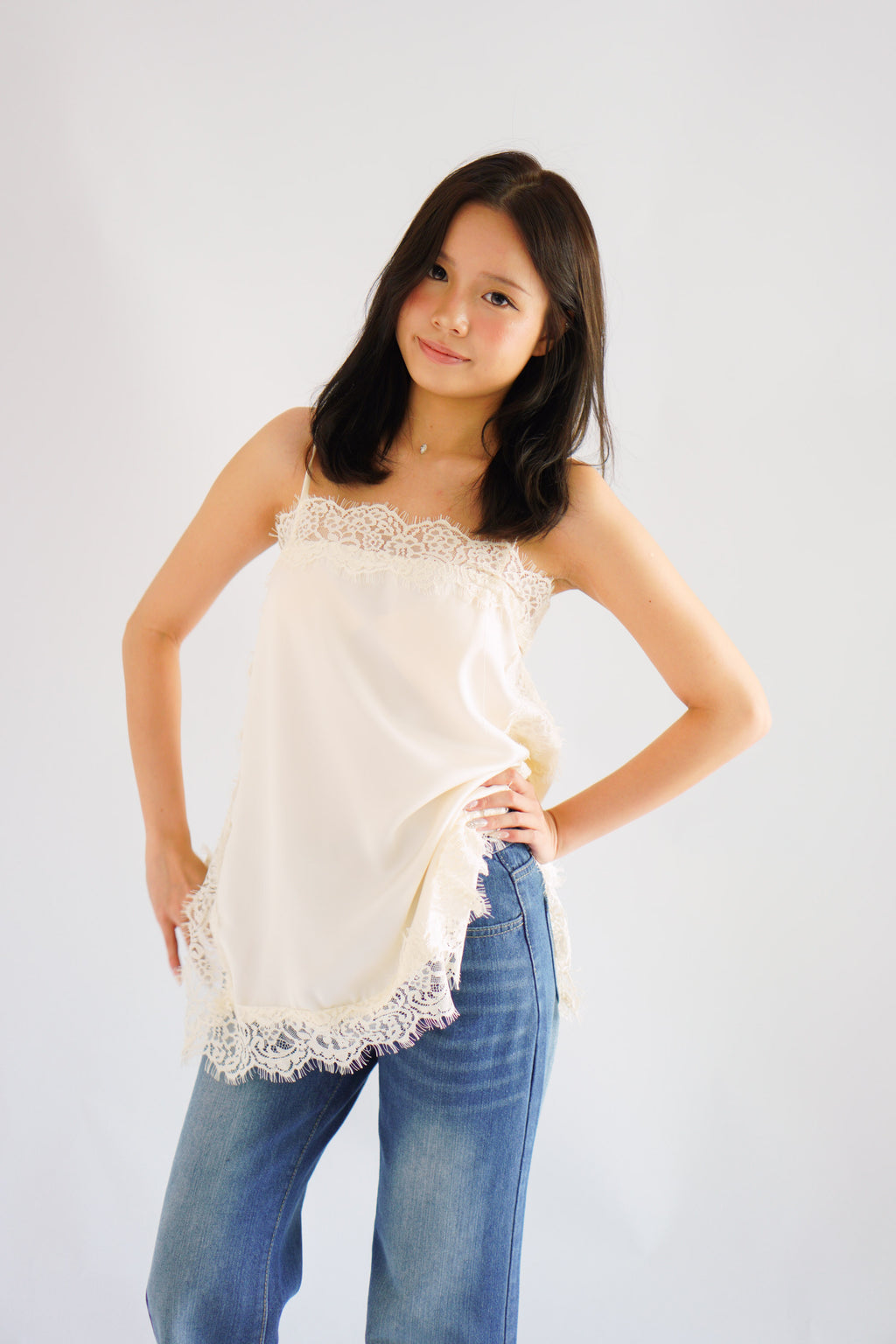 Volini Lace Camisole Top in Cream