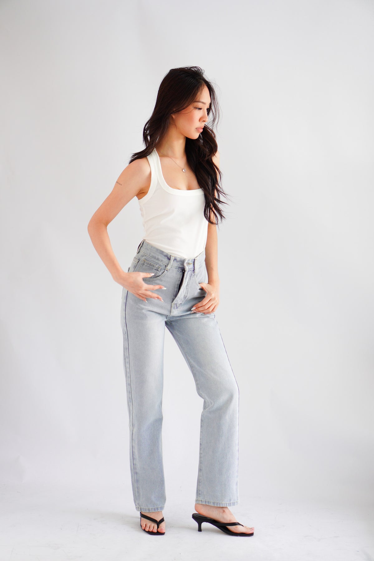 Eugenie High Waisted Jeans in Light Blue