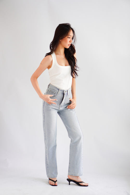 Eugenie High Waisted Jeans in Light Blue