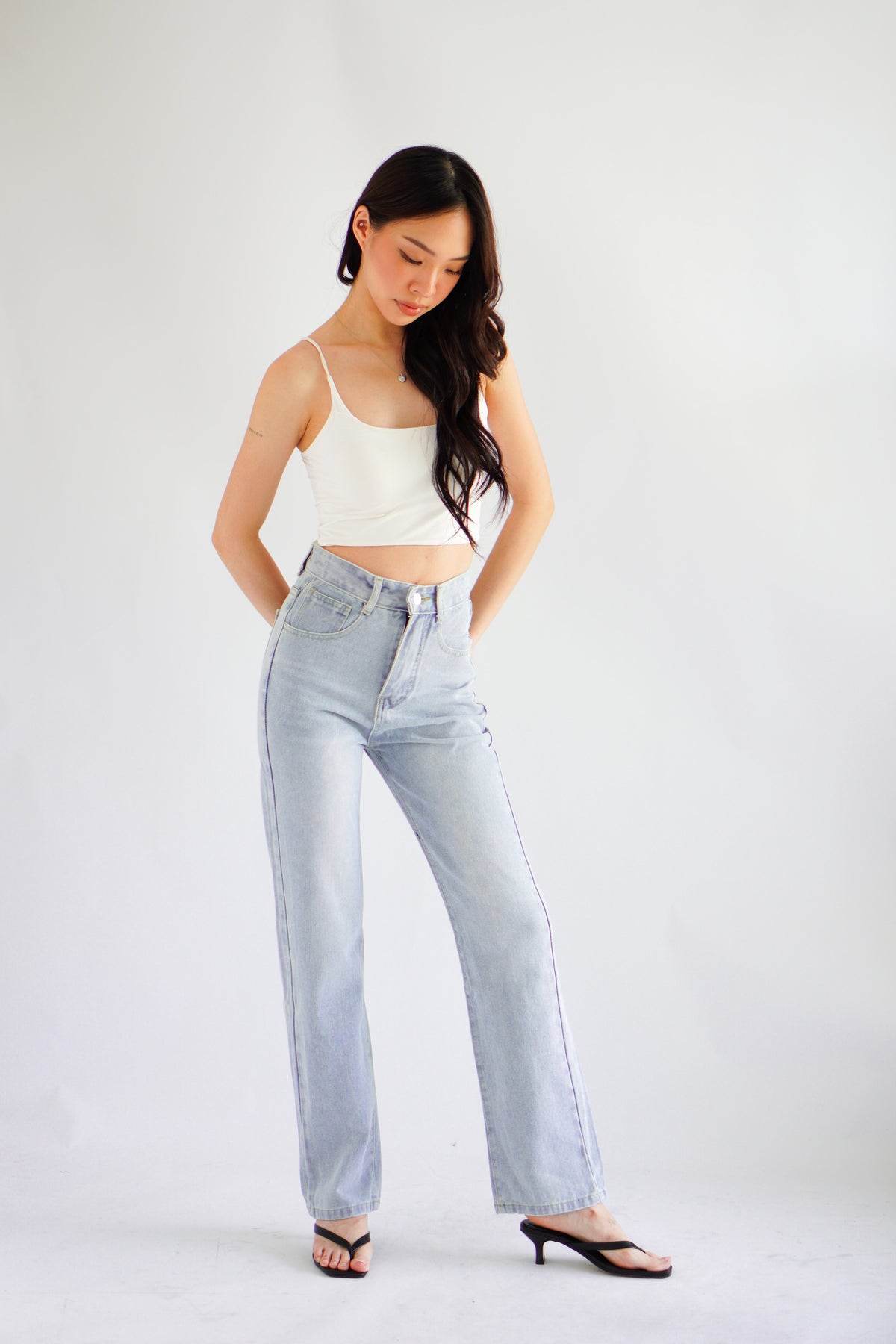 Eugenie High Waisted Jeans in Light Blue