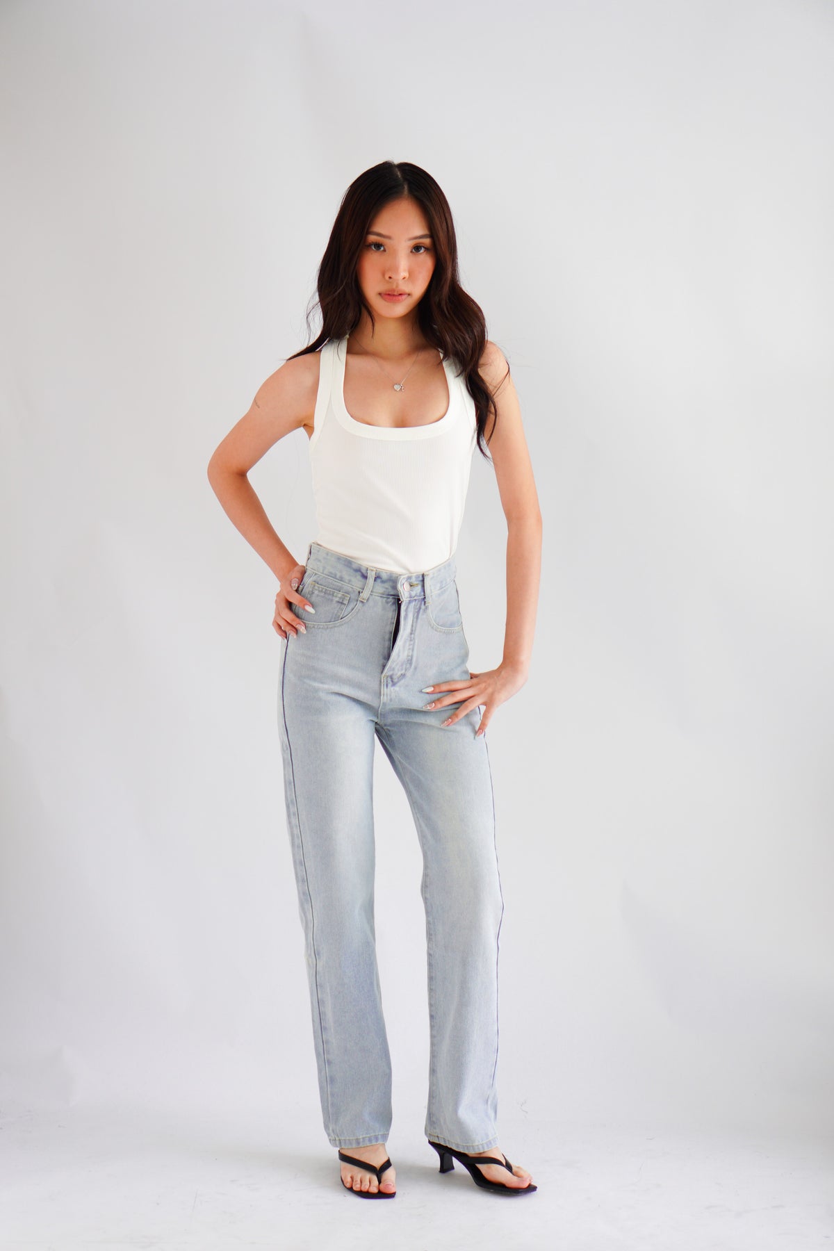 Eugenie High Waisted Jeans in Light Blue