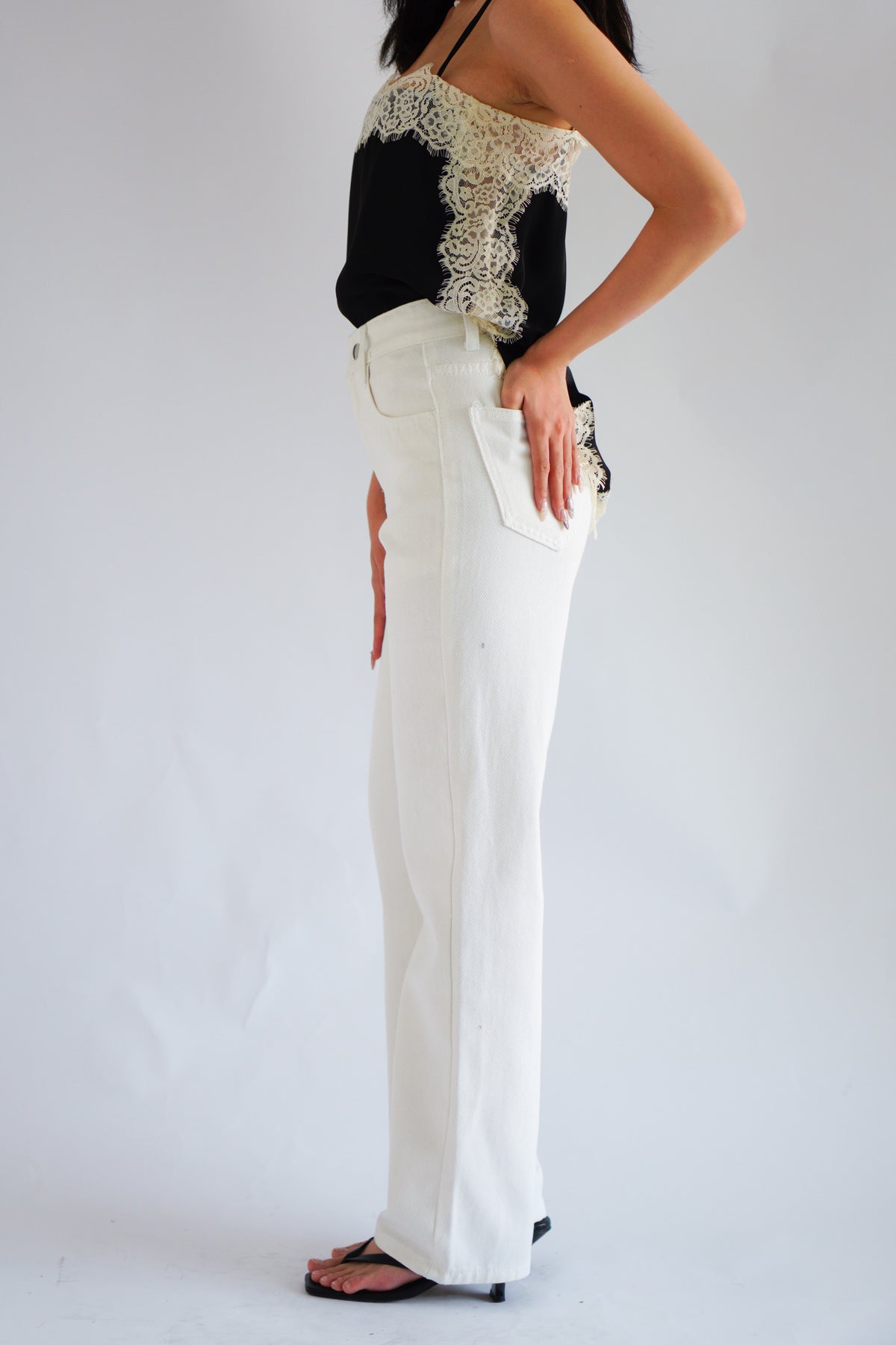 Halsey High Waisted Wide Legged Jeans in White