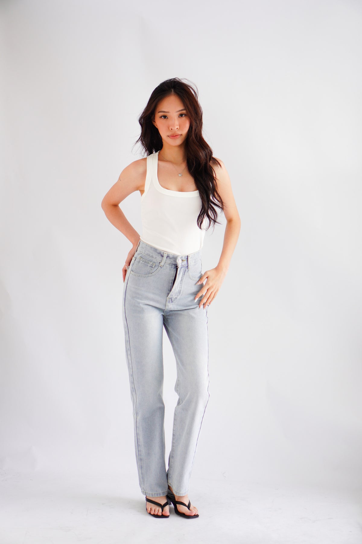 Eugenie High Waisted Jeans in Light Blue