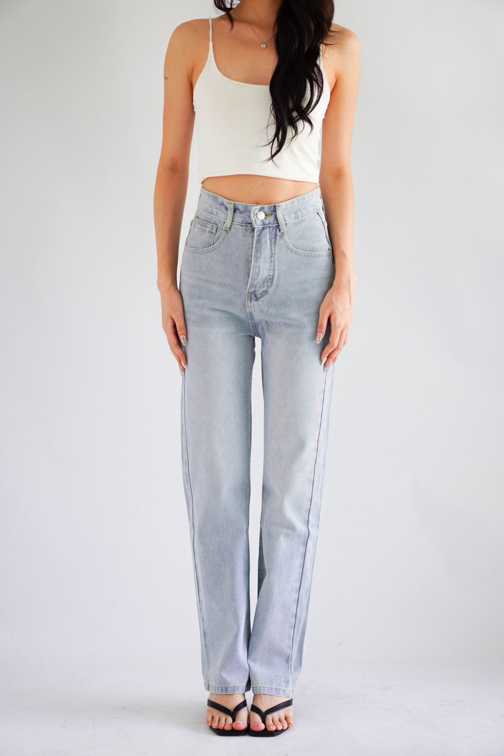 Eugenie High Waisted Jeans in Light Blue
