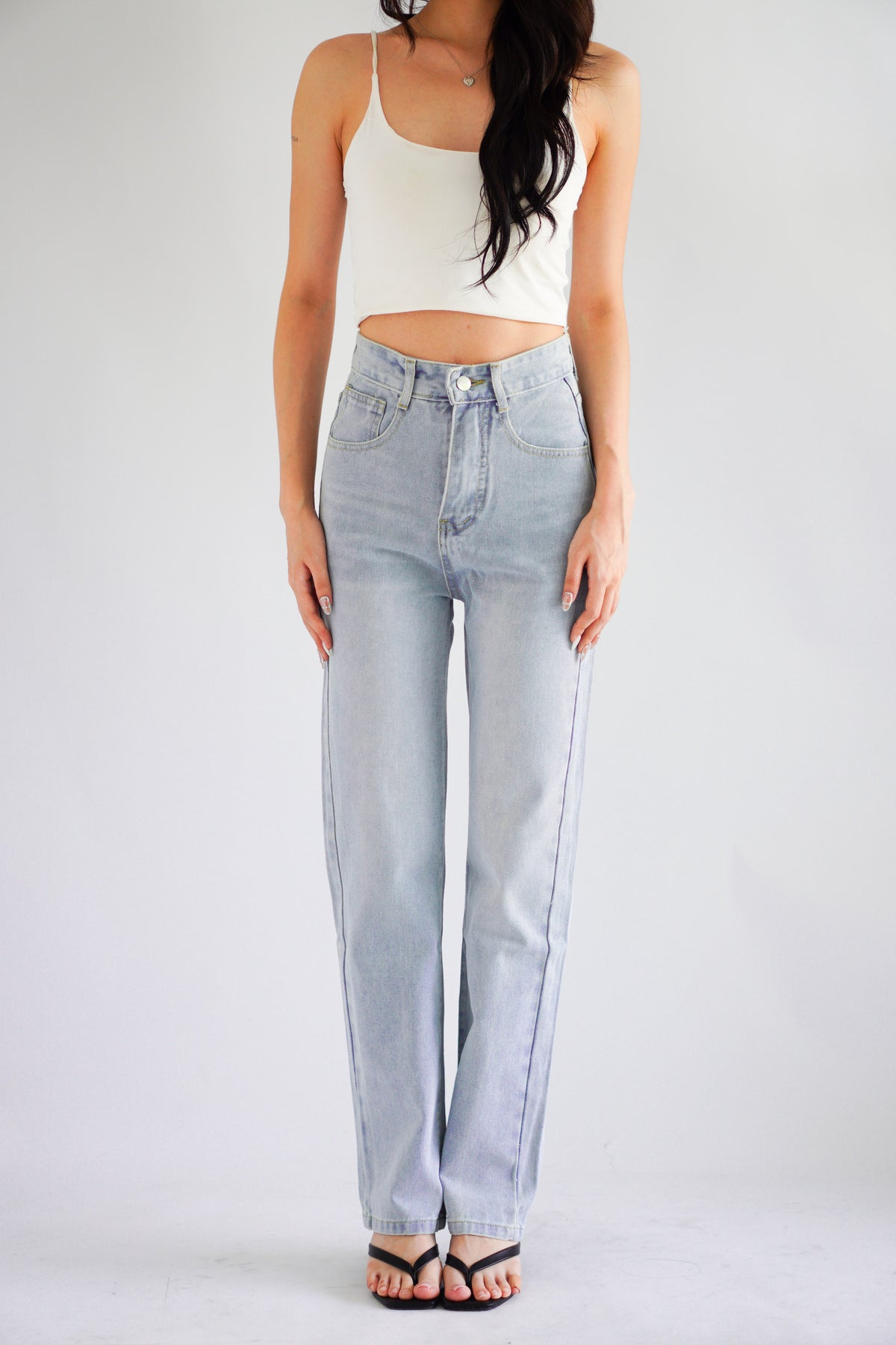 Eugenie High Waisted Jeans in Light Blue