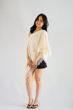 Marceline Lace Satin Toga Top in Cream