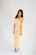 Kinzy Ruched Bodycon Maxi Dress in Yellow