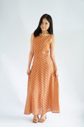 Viola Stripes A-Line Dress in Brick Orange