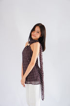 Poana Polkadot Halter Top with Gold Clasp in Brown