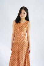 Viola Stripes A-Line Dress in Brick Orange