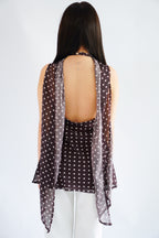 Poana Polkadot Halter Top with Gold Clasp in Brown