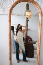 Marceline Lace Satin Toga Top in Cream