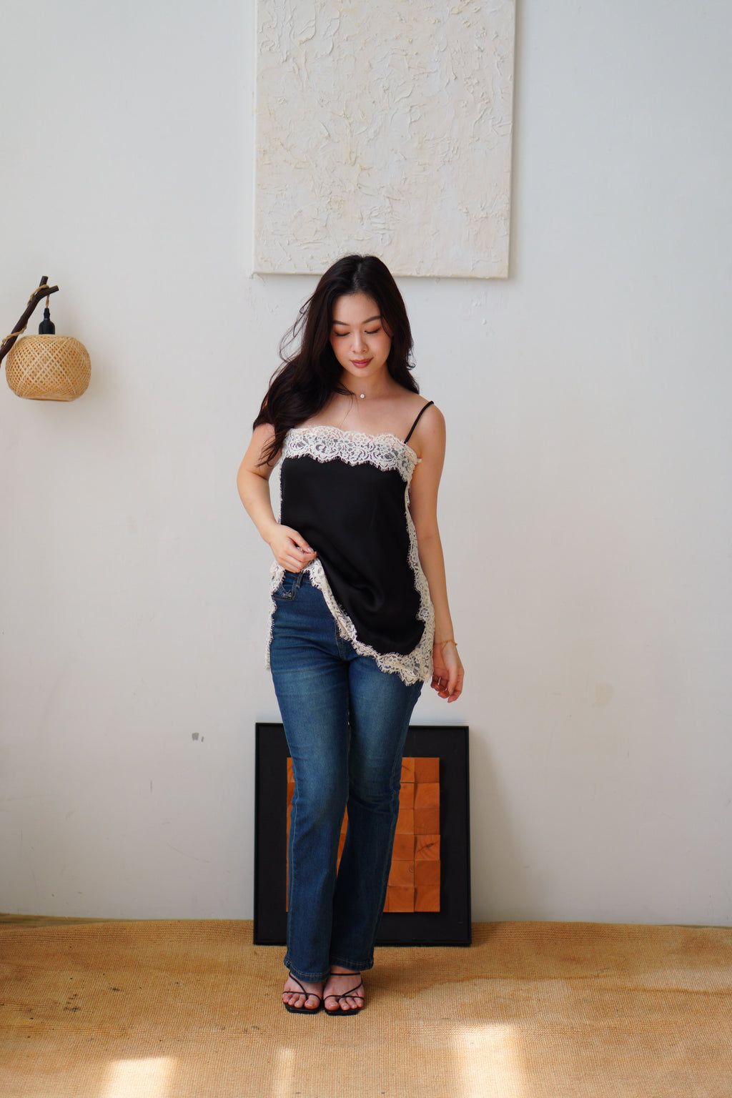 Zolini Lace Camisole Top in Black