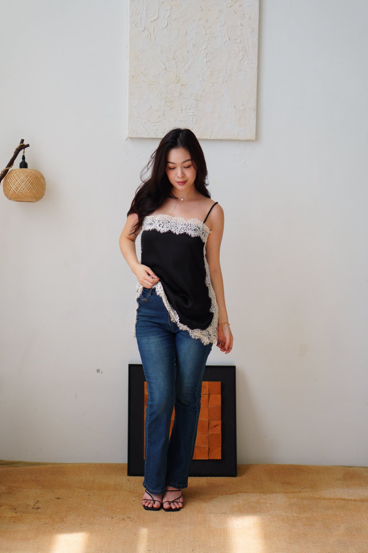 Zolini Lace Camisole Top in Black