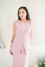 (BACKORDER) Bryony Button Down Vest Top in Pink