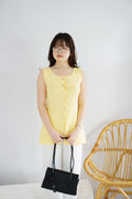 Nillie Button Down Knit Vest Top in Yellow